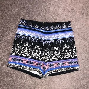 High rise patterned shorts